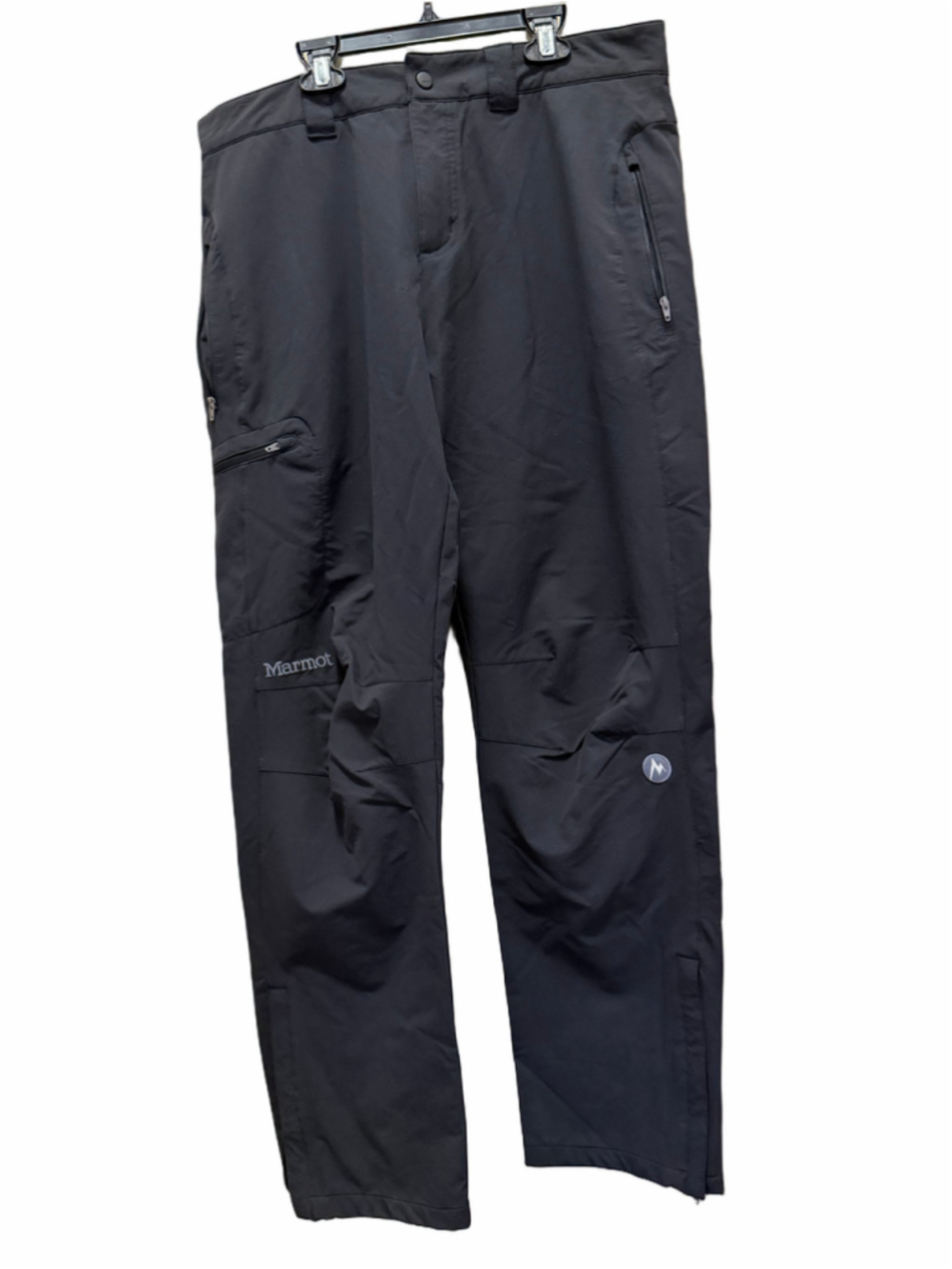 Marmot Men’s 34 Short Black Softshell Ski Snow Pants Zip Pockets Ankle Vents